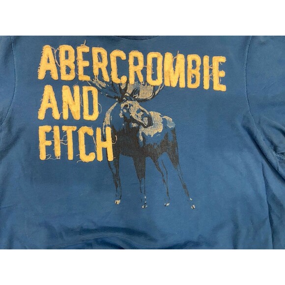 Vintage Y2K Abercrombie Fitch Spell Out Muscle T-Shirt Size L Blue Preppy 2000s - Picture 2 of 8
